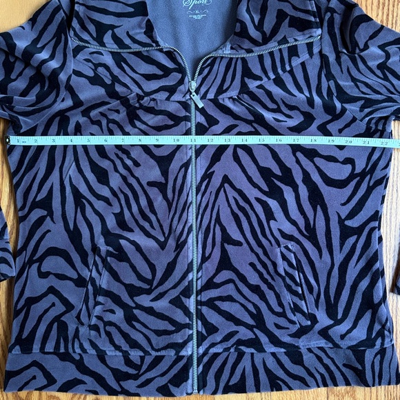 Style & Co. Sport Soft Velour Zip Up Animal Print Stripe Zebra Pattern Jacket XL - Picture 6 of 7